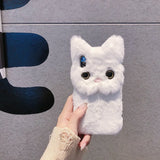 Winter Warm Cat Furry Fur Plush Case For iPhone