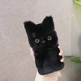 Winter Warm Cat Furry Fur Plush Case For iPhone