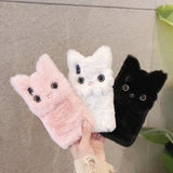 Winter Warm Cat Furry Fur Plush Case For iPhone