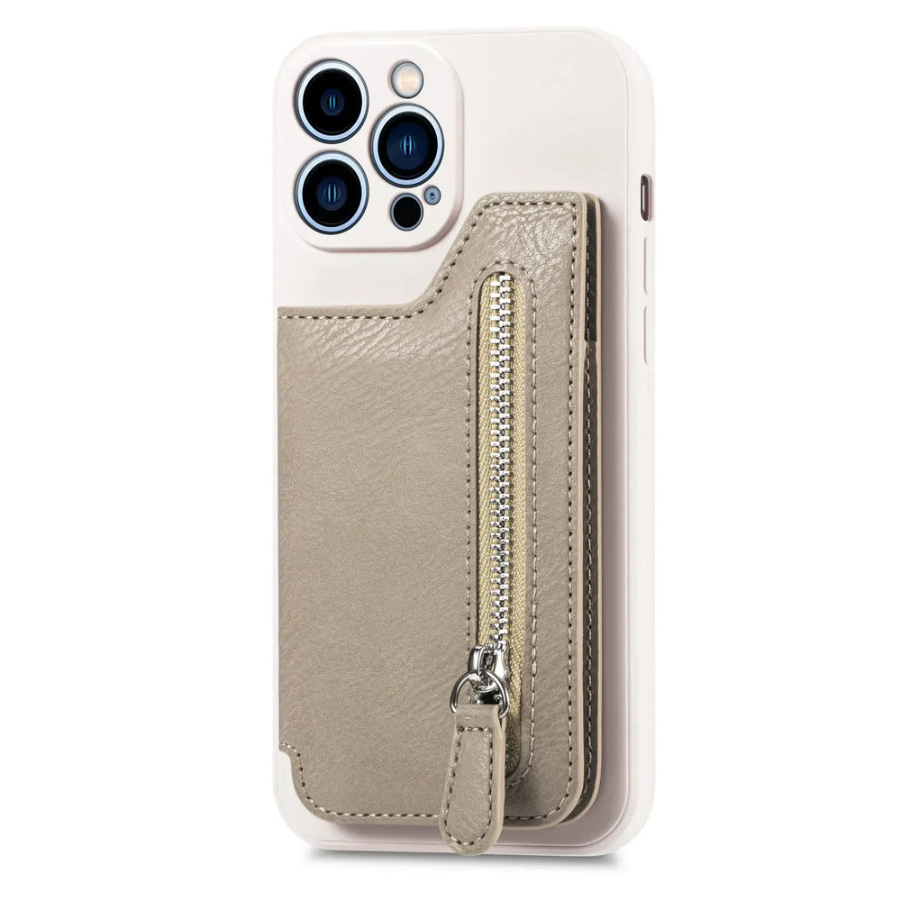 Zipper Cards Holder Leather Wallet Anti-drop Case For iPhone