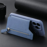 Zipper Cards Holder Leather Wallet Anti-drop Case For iPhone