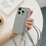 Wallet Makeup Mirror Crossbody Lanyard Card Slot  Case For iPhone