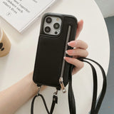 Wallet Makeup Mirror Crossbody Lanyard Card Slot  Case For iPhone