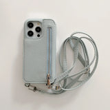 Wallet Makeup Mirror Crossbody Lanyard Card Slot  Case For iPhone