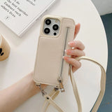 Wallet Makeup Mirror Crossbody Lanyard Card Slot  Case For iPhone