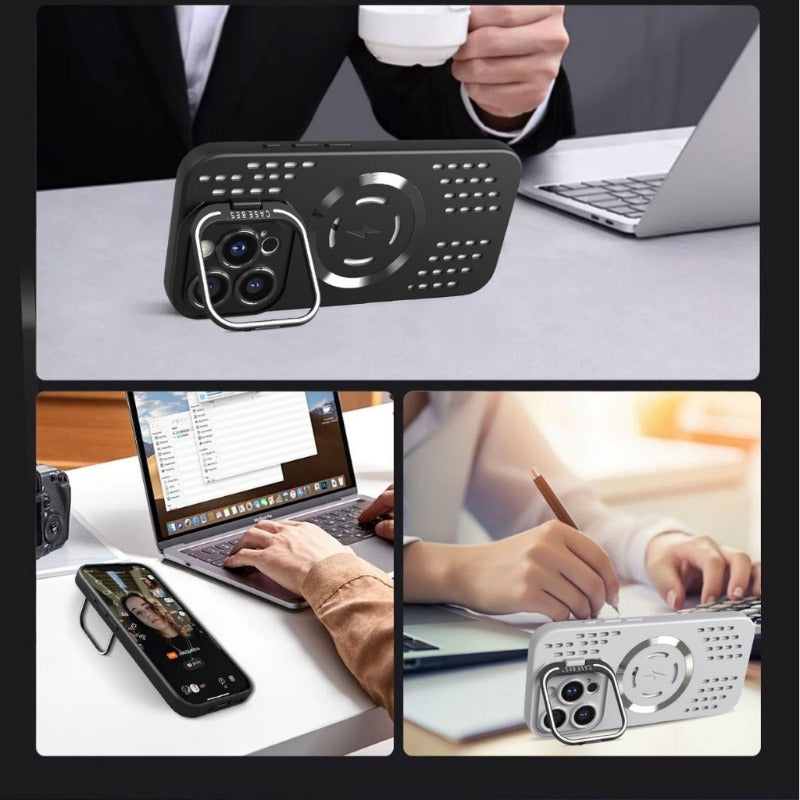 New Full-Coverage Heat Dissipation Magnetic Stand Phone Case for IPhone
