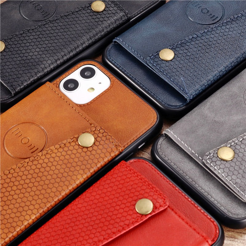 Stylish Multi-Functional Leather Card Holder, Wallet, and Phone Case (3-In-1) for IPhone