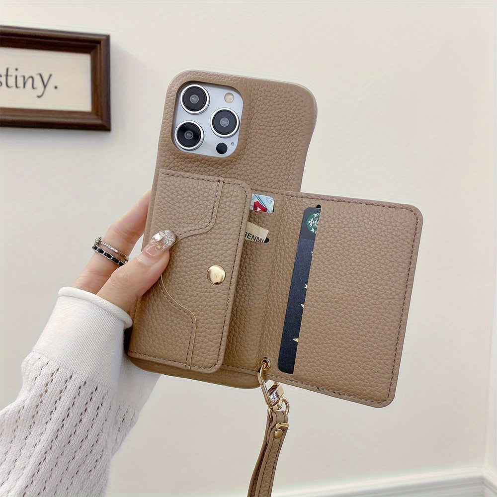 Detachable Multiple Card Holder Small MirrorAnd Lanyard Case for iPhone