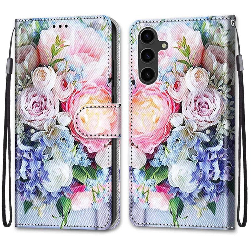 New Painted Leather Flip Phone Case with SIM Card Slot for Samsung