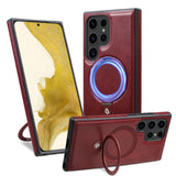 High-End Leather Magnetic Stand Full-Coverage Shockproof Phone Case for Samsung