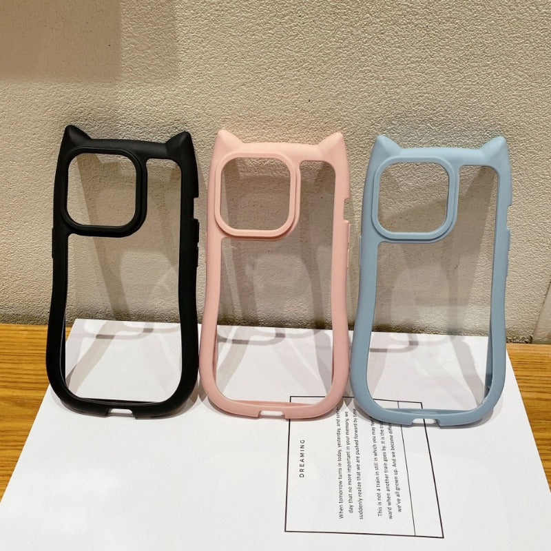 Simple Solid Color Cat Ear Phone Case for IPhone