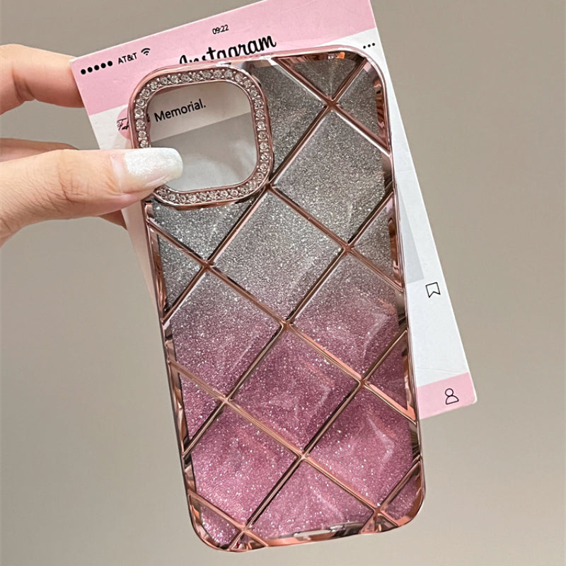 Light luxury Electroplating Three-Dimensional Diamond Glitter Case For iPhone