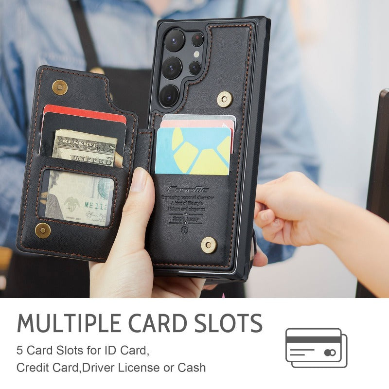 New RFID Card Insert Anti-drop Leather Case and Anti-theft Phone Case for Samsung