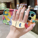 Anti-Drop Cream Strap Style Anime Pattern Print Case for iPhone