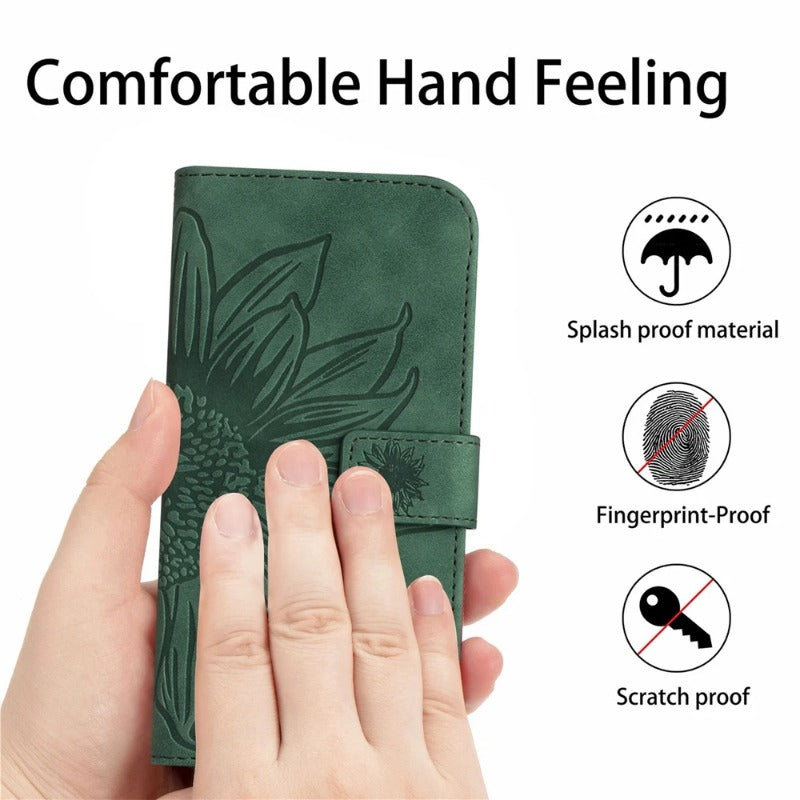 Wallet Flip Sunflower Leather Back Case for iPhone