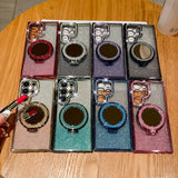 Rhinestone Glitter Magnetic Mirror Stand Anti-drop Phone Case for Samsung