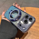 Rhinestone Magnetic Glitter Anti-fall Mobile Phone Case with Stand for IPhone