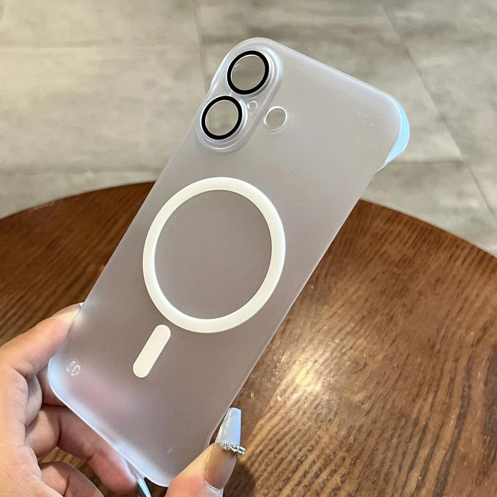 Slim Matte Magnetic Frameless Wireless Charging Case for iPhone