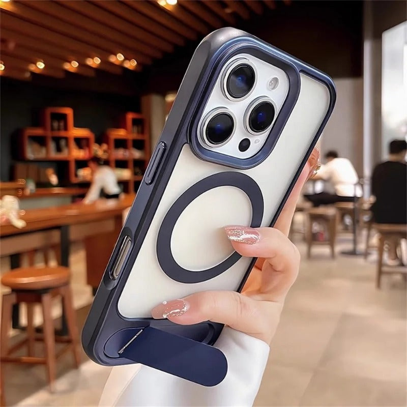 Invisible Folding Stand Magnetic  Magsafe Wireless Charging Case For iPhone