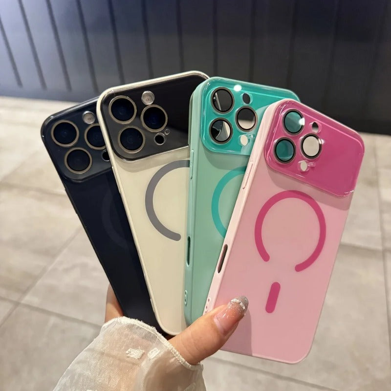 Large Window Camera Lens Wireless Charge  Magsafe Case For iPhone