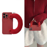 Vintage Red Cotton Lambswool Portable Wristband Case for iPhone