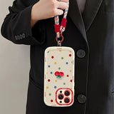 Cream shell painted cherry doll with hanging rope Case for iPhone