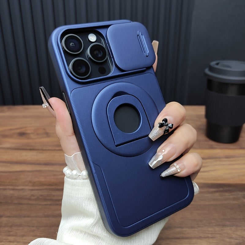 360° Rotating Invisible Bracket Charging Magnetic Case for iPhone