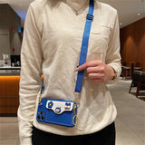 Cartoon Girl Head Crossbody Card Holder Phone Case for IPhone