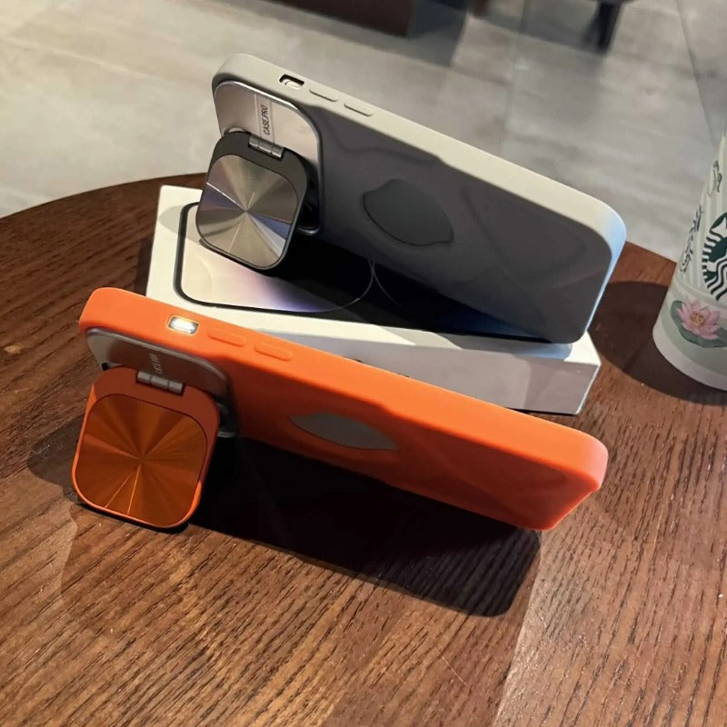 Magsafe Flip Lens Bracket Silicone Stand Case For iPhone