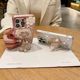 Rhinestone Butterfly And Flower Magnetic Phone Case for Samsung