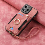 RFID Anti-theft Finger Ring Buckle Lanyard Multi-function Card Holder Phone Case for IPhone