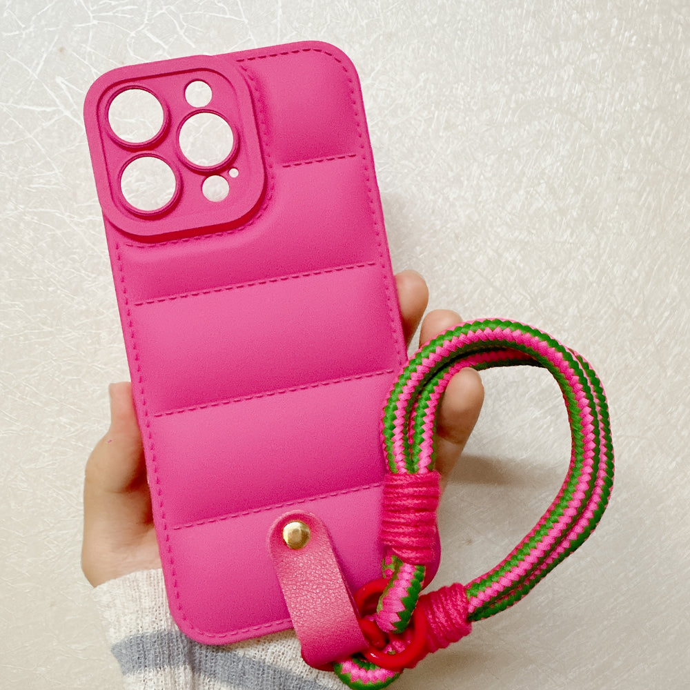 Simple Down Jacket with Lanyard Case for iPhone