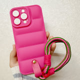 Simple Down Jacket with Lanyard Case for iPhone