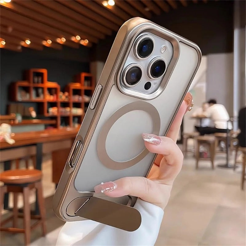 Invisible Folding Stand Magnetic  Magsafe Wireless Charging Case For iPhone