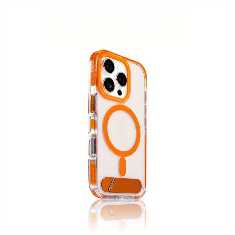 Fresh Green Clear Magnetic Stand Glossy Hard Shell Case For iPhone
