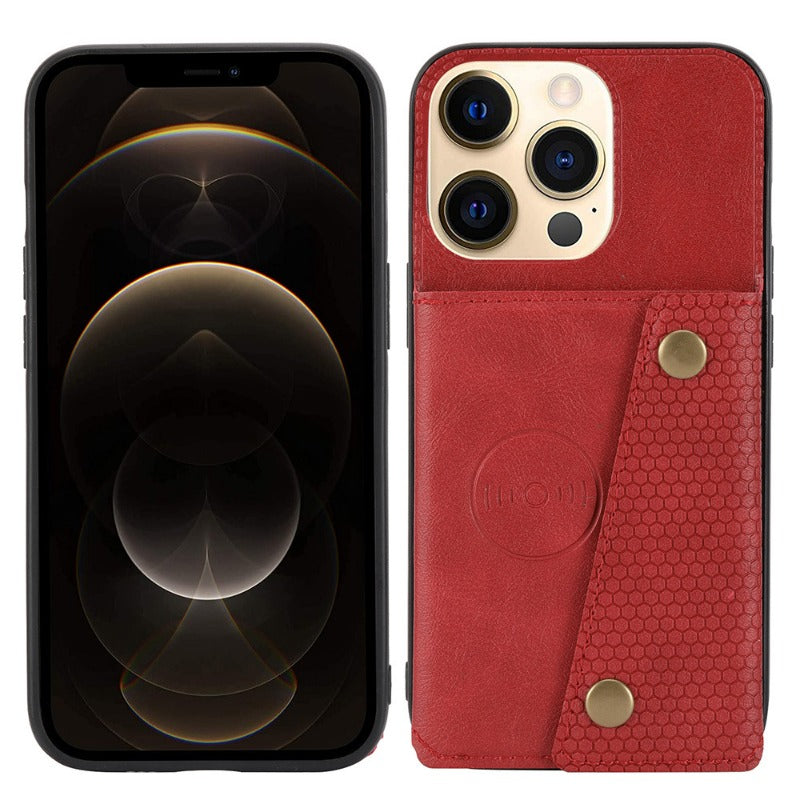 Stylish Multi-Functional Leather Card Holder, Wallet, and Phone Case (3-In-1) for IPhone