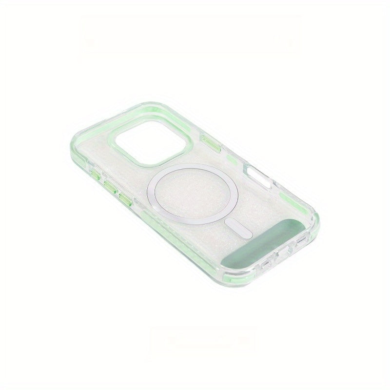 Fresh Green Clear Magnetic Stand Glossy Hard Shell Case For iPhone