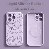 Magnetic Liquid Silicone Cat Drop-Proof Case For iPhone