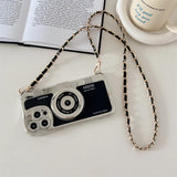 Retro Camera With Lanyard Leather Case For iPhone