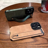 Suede Fur Leather Wrist Strap Holder Shockproof Case for iPhone