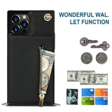 Stylish Leather Crossbody Zipper Back Cover Holder Wallet Card Holder Phone Case 3-In-1 for iphone