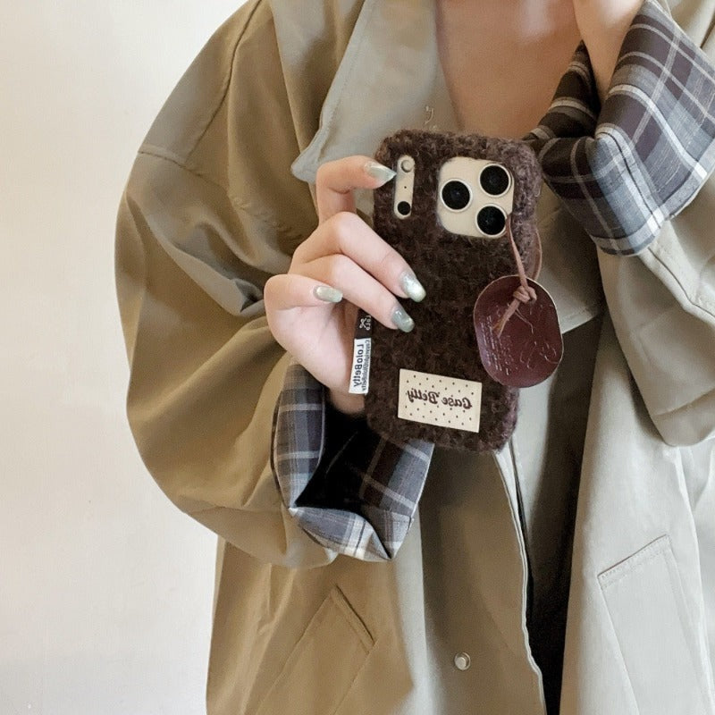 Solid Color Woolen Velvet Minimalist And Unique Tag Phone Case for IPhone