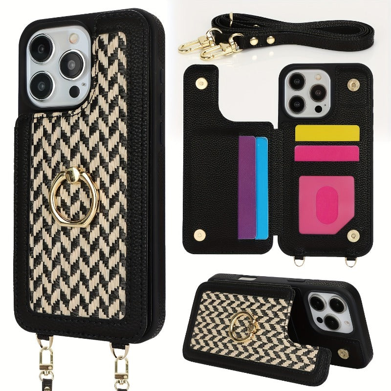 Card HolderIntegrated Crossbody Hanging Rope   Stora Case for iPhone