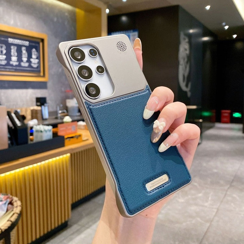 Leather Frameless Frosted Magnetic Business-Style Drop-Proof Phone Case for Samsung