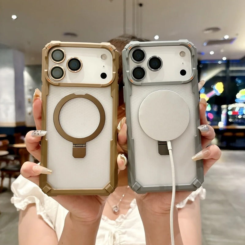 Metal Magnetic Camera Glass Ring Armor Case for iPhone