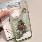 Snowflake quicksand green smudged Christmas tree Case for iPhone