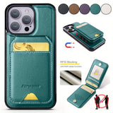 RFID Anti-theft Swipe Magnetic Faux Leather Wallet Case for iPhone