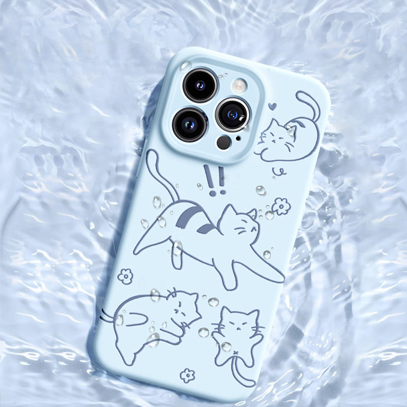 Magnetic Liquid Silicone Cat Drop-Proof Case For iPhone