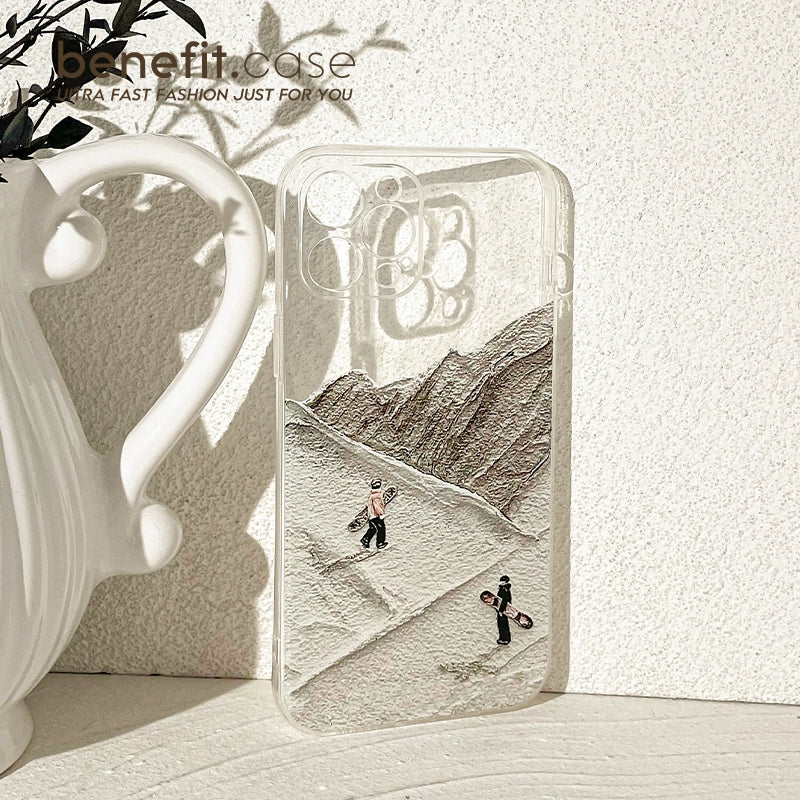 Simple Niche Snow Mountain Skiing Case For iPhone