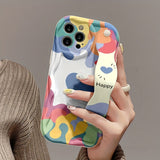 Anti-Drop Cream Strap Style Anime Pattern Print Case for iPhone